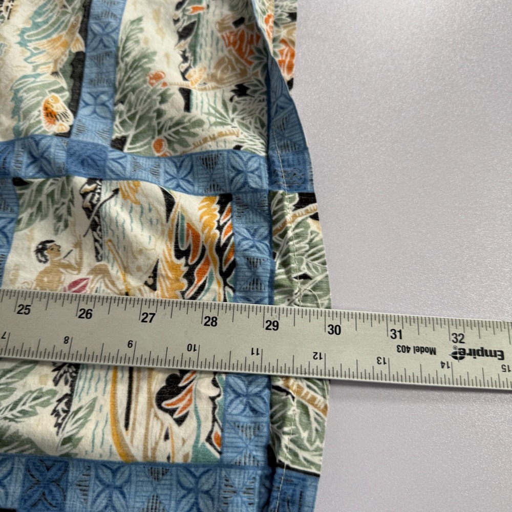 Go Barefoot Shirt Mens Large Blue Hawaiian Popover Camp Island Tropical Tribe - Picture 7 of 8